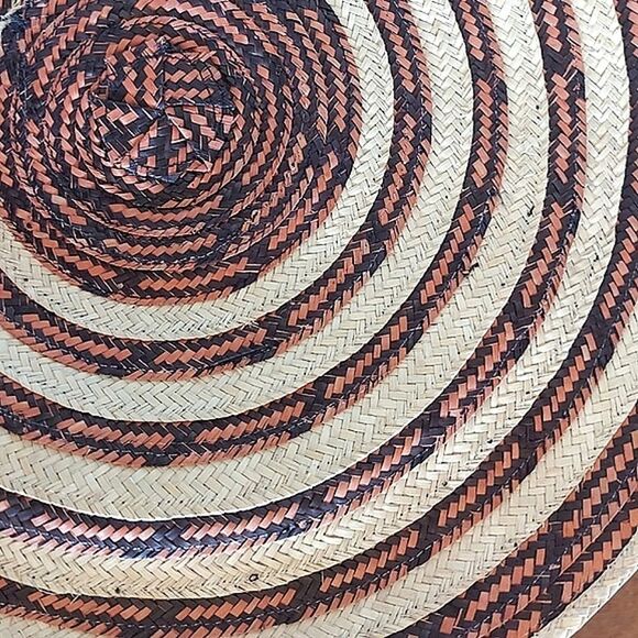 Vtg striped straw shoulder strap round bag - Picture 10 of 10